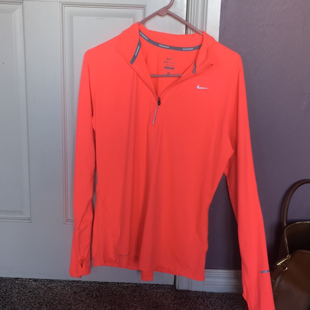 neon pink nike dri-fit half zip
